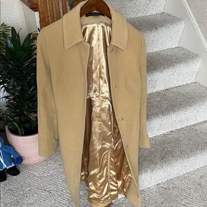 Kenneth Cole Cashmere Wool Trench Coat Over Coat Pea Coat Tan